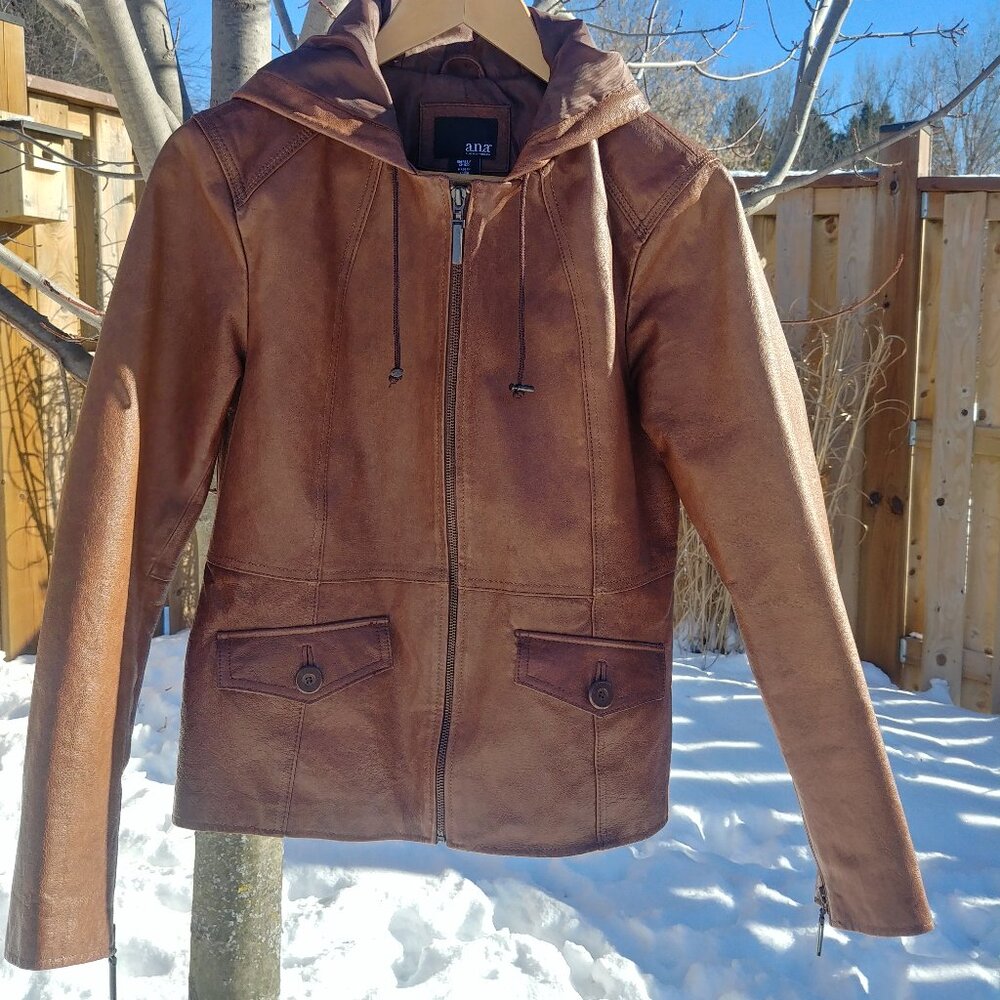 a.n.a Brown Leather Jacket